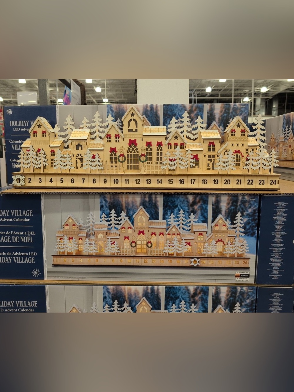 Holiday Village LED Lighted Wooden Christmas Advent Calendar 30" NIB